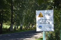 Tablica informacyjna związana z remontem
