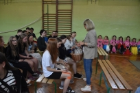 Powitanie w SP Goleszów w pierwszym dniu wizyty