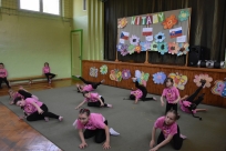 Powitanie w SP Goleszów w pierwszym dniu wizyty